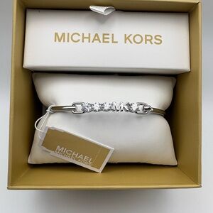 Michael Kors Silver Logo Crystal Accent Bangle